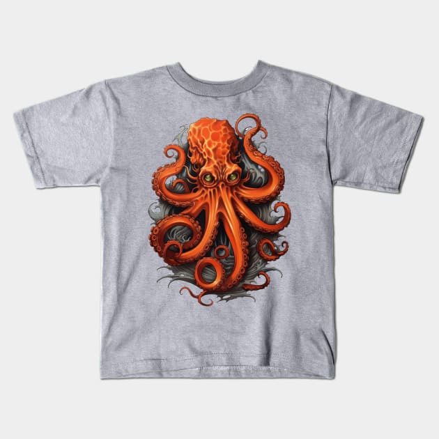 Octopus Tattoo Kids T-Shirt by JunkyDotCom